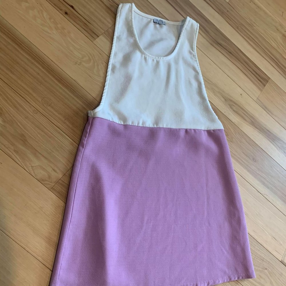 Lilac and white colorblock dress